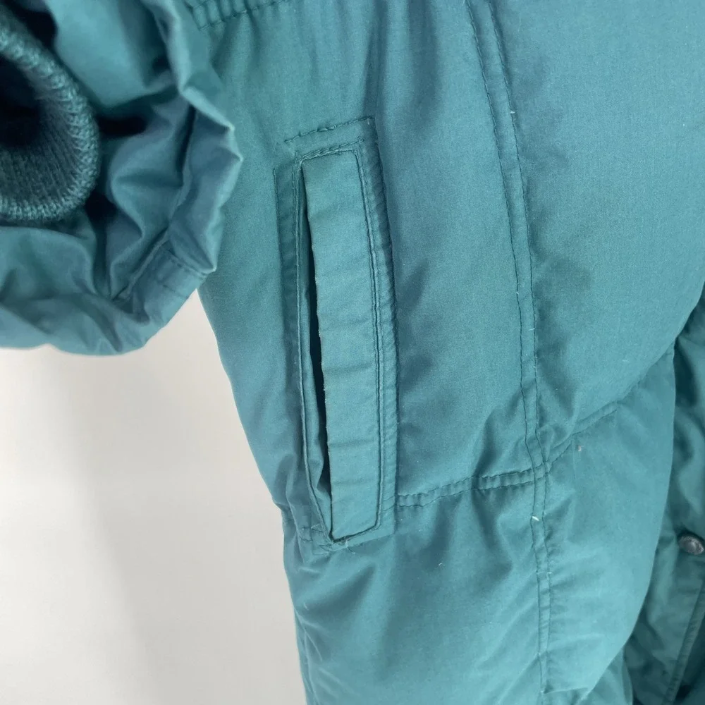 Vintage 90s Cabela's Quilted Down Parka Full Length Long Women's L‎ Hooded Teal
